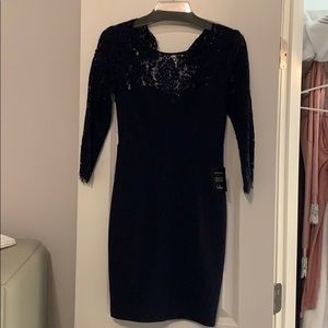 Navy blue lace mini dress